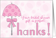 Thank You Bridal Shower Gift Classic Parasol in Pink card