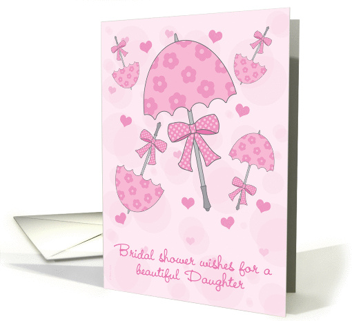 Daughter Bridal or Wedding Shower Pink Parasols Cute and Classic card