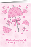 Mother or Mom Bridal or Wedding Shower Pink Parasols Cute and Classic card