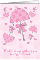 Friend Bridal or Wedding Shower Pink Parasols Cute and Classic card