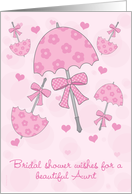 Aunt Bridal or Wedding Shower Pink Parasols Cute and Classic card