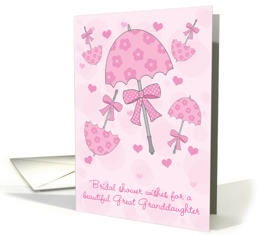 Great Granddaughter Bridal or Wedding Shower Pink Parasols Cute card