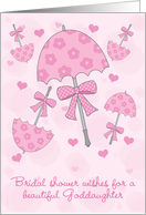 Goddaughter Bridal or Wedding Shower Pink Parasols Cute and Classic card