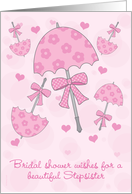 Stepsister Bridal or Wedding Shower Pink Parasols Cute and Classic card