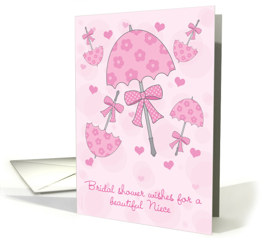 Niece Bridal or Wedding Shower Pink Parasols Cute Classic card