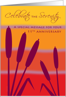 11 Year Anniversary 12 Step Recovery Cattail Reeds at Sunset card