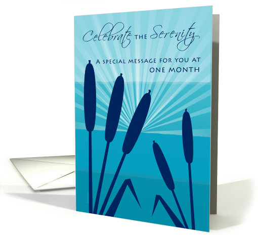 1 Month Anniversary 12 Step Recovery Cattail Reeds Sunrise card