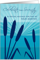 4 Month Anniversary 12 Step Recovery Cattail Reeds Sunrise card