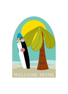 Welcome Home from Honeymoon Cute Beach Surfboard Bride and Groom