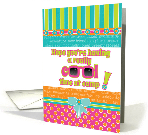 Summer Camp Thinking About You Fun Cool Colors and Sunglasses card