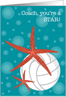 Volleyball Coach Thank You Beach Ocean Theme with Sea Star Star Fish card