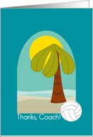 Volleyball Coach Thank You Beach and Palm Tree card