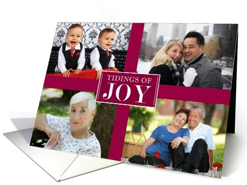 Christmas Tidings of Joy Photo Card Red Ribbon Look card (948227)