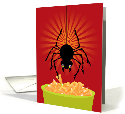 Funny Halloween Spider Stealing Candy Corn card (948276)