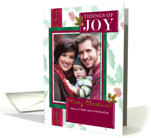 Traditional Christmas Holly Photo Card Scrapbook Look in... (948550)