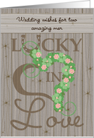 Wedding Congratulations Two Gay Men Vintage Barn Wood Look card