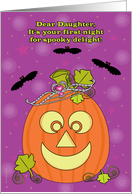 Daughter First Halloween Baby’s 1st with Pumpkin Princess and Bats card