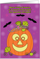 Girl Cousin First Halloween Baby’s 1st with Pumpkin Princess Bats card