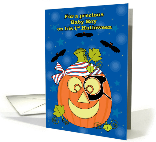 Baby Boy First Halloween Pumpkin Pirate and Bats card (965687)