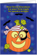 Great Grandson Baby’s First Halloween Pumpkin Pirate and Bats card