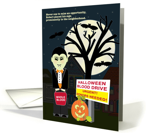 Funny Halloween Industrious Little Vampire Sponsors Blood Drive card