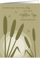 Son Adoption Day Anniversary Sunset with Cattail Reeds Dragonflies card