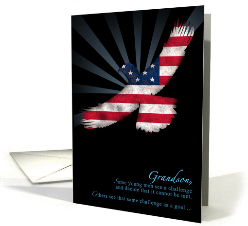 Grandson Eagle Scout Congratulations American Flag Eagle card (975615)