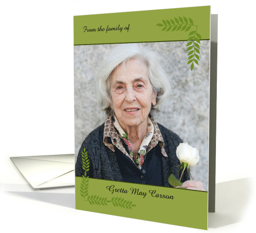 Thank You for Sympathy Donation Custom Photo Card with Ferns card