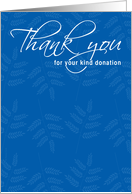 Thank You for Sympathy Donation Simple Blue Card