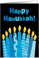 Hanukkah Whimsical Blue Menorah Candles card