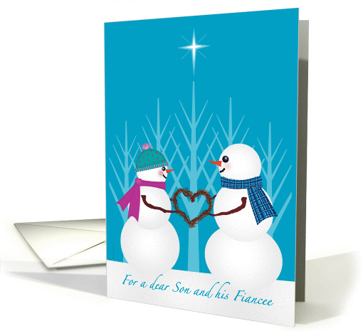 Son and Fiancee Christmas Cute Snowman Winter Scene card (979673)