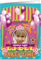 Girl Birthday Party Invitations Carnival Fun Fair Add Photo Name Age card