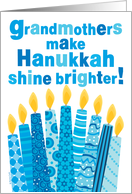 Grandmother Hanukkah Whimsical Candles and Text in Blue card