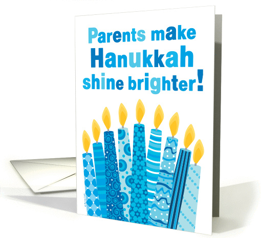 Parents Hanukkah Whimsical Candles and Text in Blue card (982503)