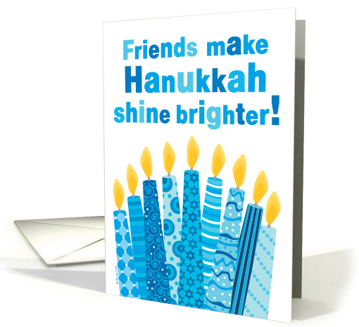 Friends Hanukkah Whimsical Candles and Text in Blue card (982507)