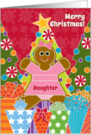 Daughter Christmas Gingerbread Girl Cookies Trees Presents and Candy card