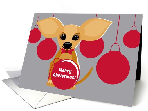 Merry Christmas Tan Chihuahua Dog with Red Ornaments on... (994929)