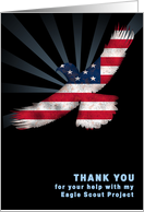 Eagle Scout Project Thank You with US Flag Eagle on Black card