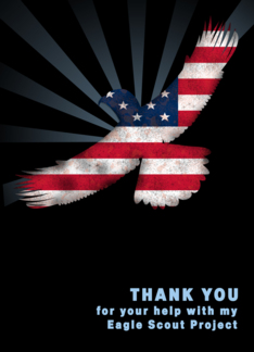 Eagle Scout Project Thank You with US Flag Eagle on Black