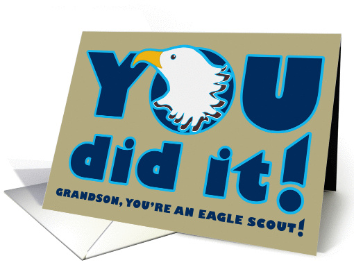 Grandson Eagle Scout Congratulations Eagle Head Blue Text... (997037)