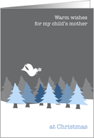 Mother of My Child Christmas Dove Flying Over Blue Tree Forest card