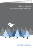 Father of My Children Christmas Dove Flying Over Blue Tree Forest card