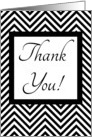 Zebra Chevron Black and White Thank You (blank inside) card