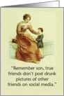 Vintage Ackermann Humor Mother to Son Social Media Advice card