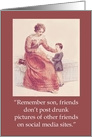 Vintage Ackermann Humor Mother to Son Social Media Advice card