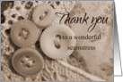 Thank you Wedding Seamstress Vintage Buttons and Lace card