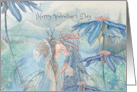 Fairy Couple Amongst Tall Blue Flowers Happy Valentine’s Day card