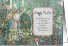 Happy Easter Nostalgic White Rabbit in Garden card