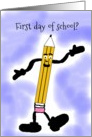 Happy first Day of School Cute Pencil Guy card