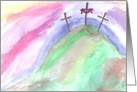 Three Crosses watercolor (blank inside) card